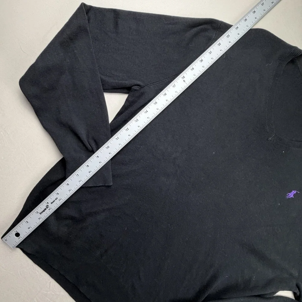 Polo Ralph Lauren Sweater Mens Large V‎ Neck Pullover Purple Pony Pima Cotton